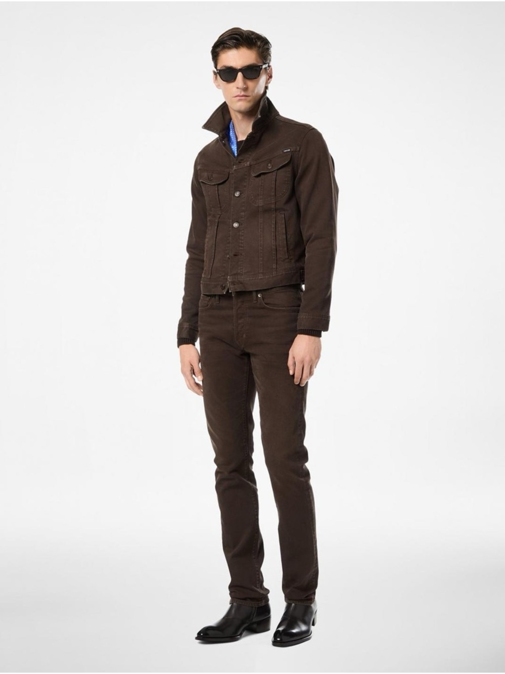 TOM FORD Western Slim Straight Fit Espresso Brown Denim Jeans